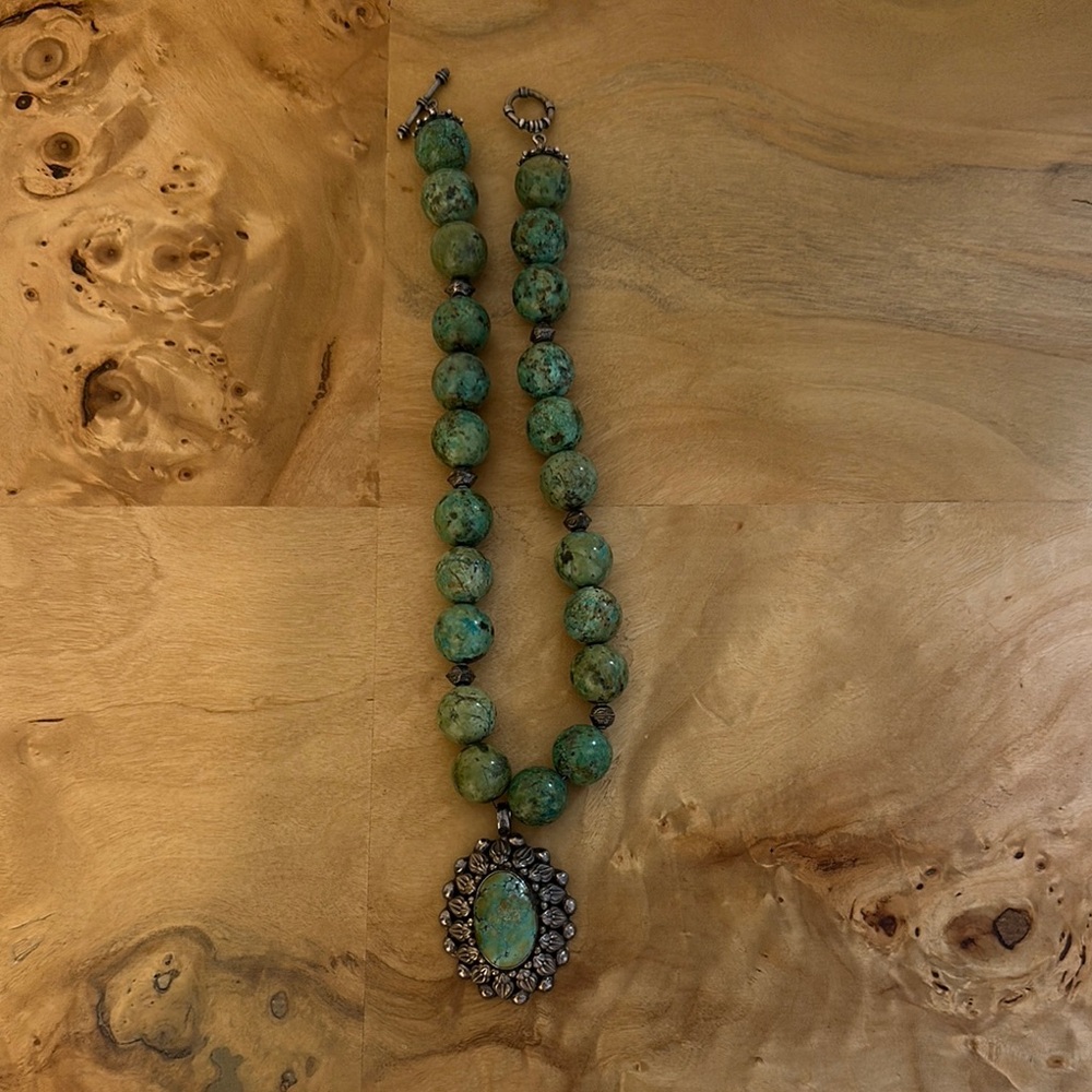 Genuine Turquoise and sterling silver necklace